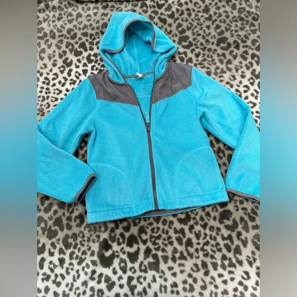 Old Navy Hooded Micro Fleece Jacket in Teal Blue Green Size Small 6 7 - Picture 5 of 16